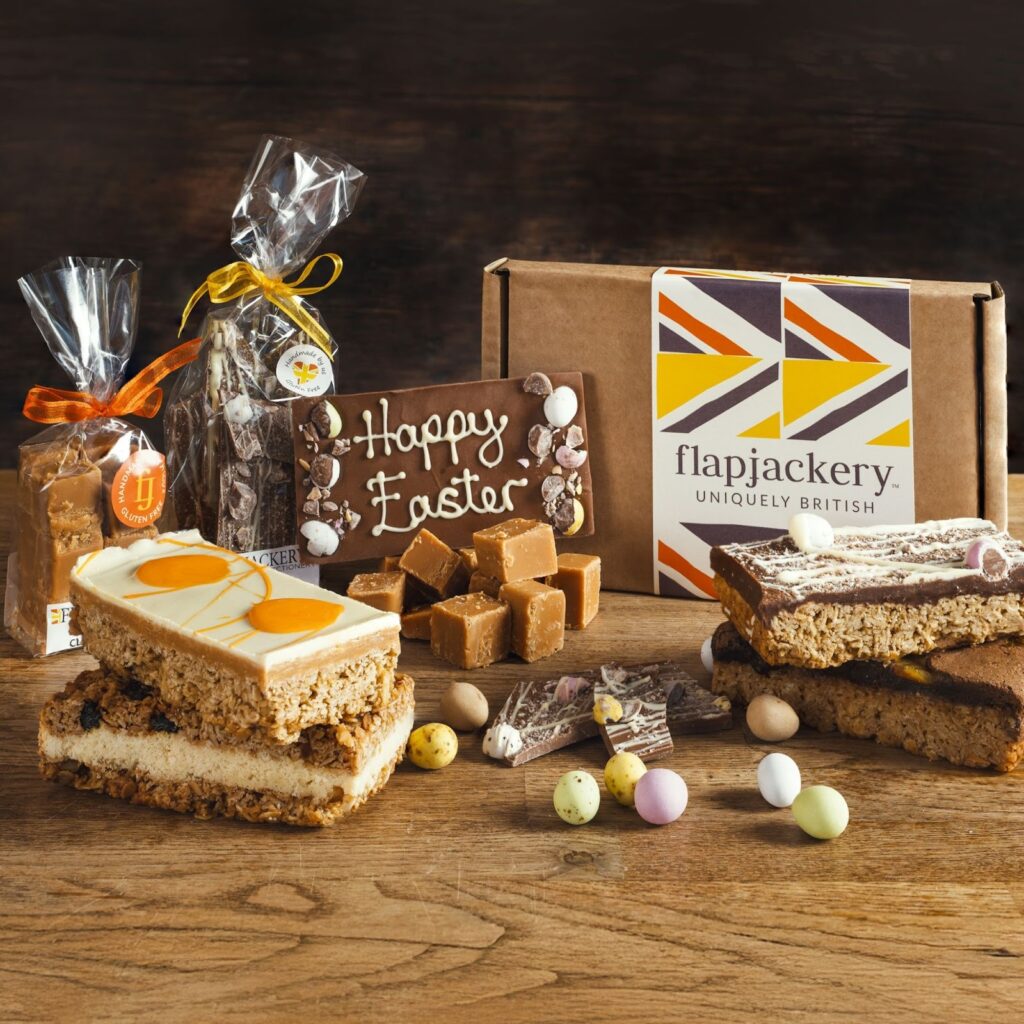 Flapjackery Happy Easter flapjacks and fudge in a gift box