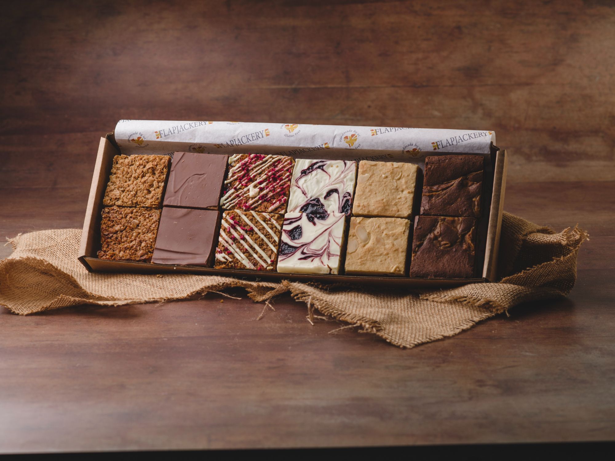 Sharing With Friends Flapjack Box - 12 Half Pieces | Gluten-Free & Vegetarian | Artisan Flavours | Handmade In Devon