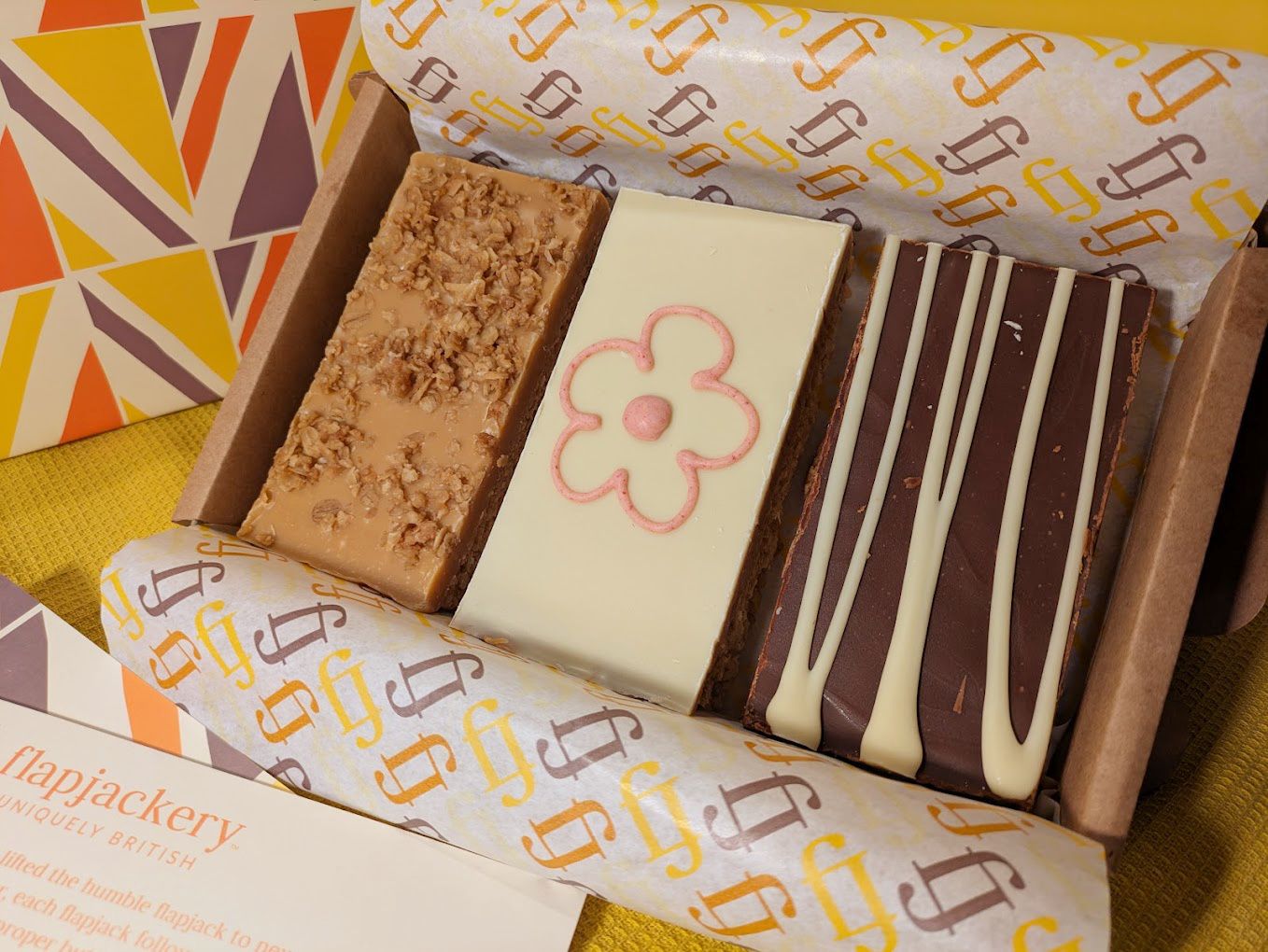 Mother's Day Flapjack Trio | Raspberry & White Chocolate | Millionaire Hearts | Salted Caramel Brownie | Handmade In Devon | Gluten Free | Artisan