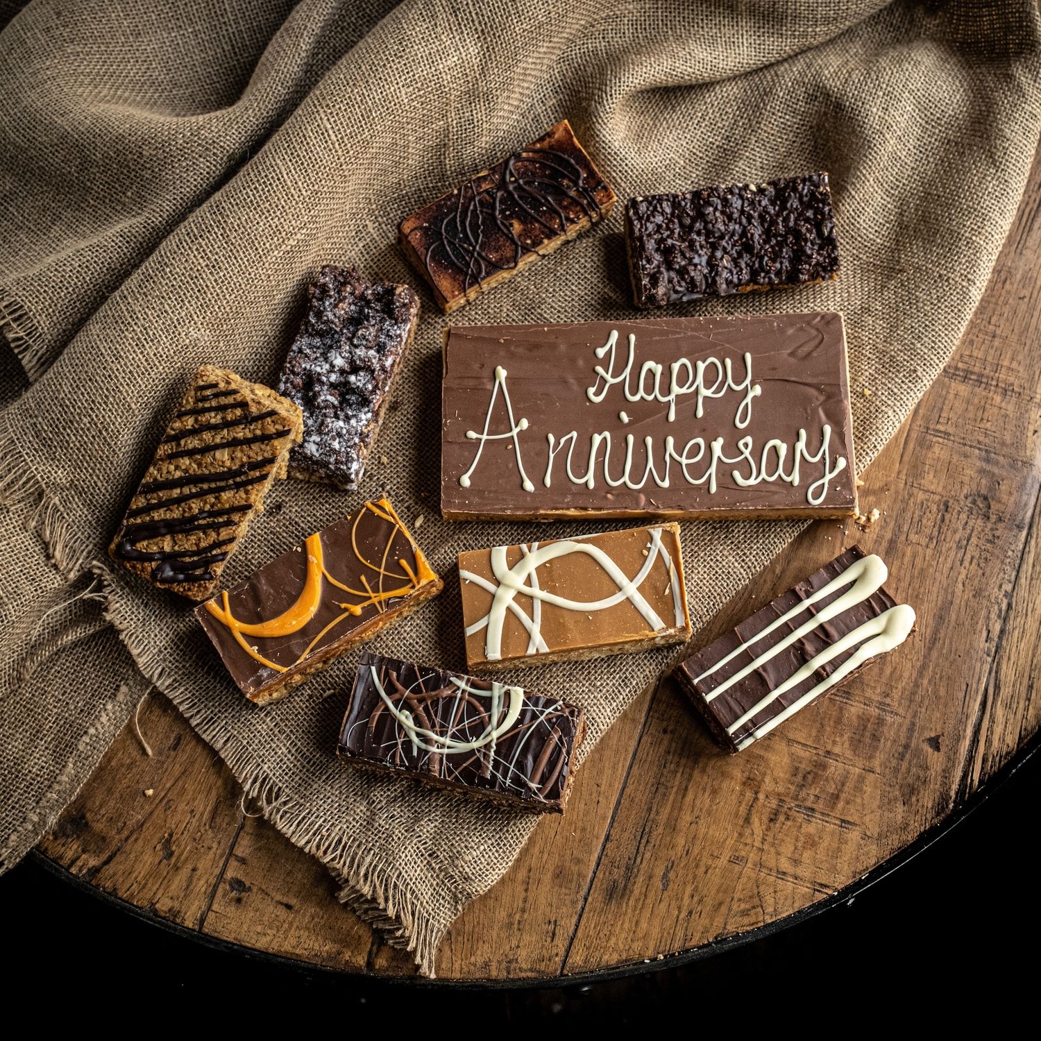 Happy Anniversary Message Flapjack Box from £38.00