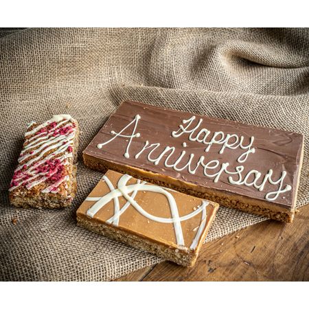 Happy Anniversary Message Flapjack Box from £38.00