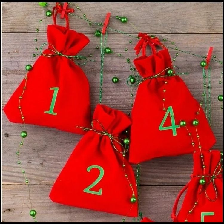 Jute Advent Pouches