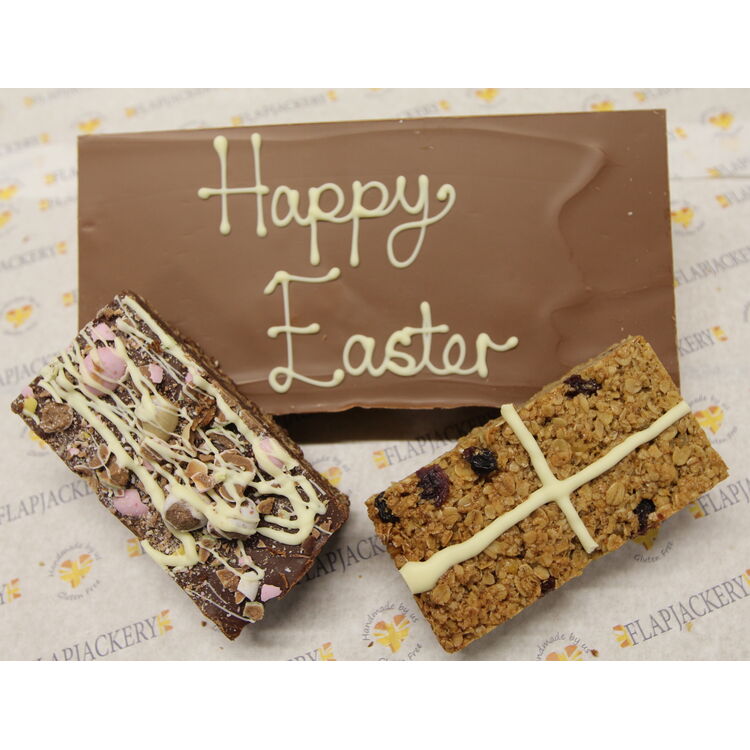 Happy Easter Plaque Message & 2 Flapjack Box