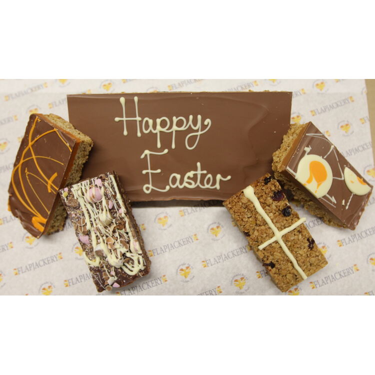 Happy Easter Plaque Message & 4 Flapjack Box