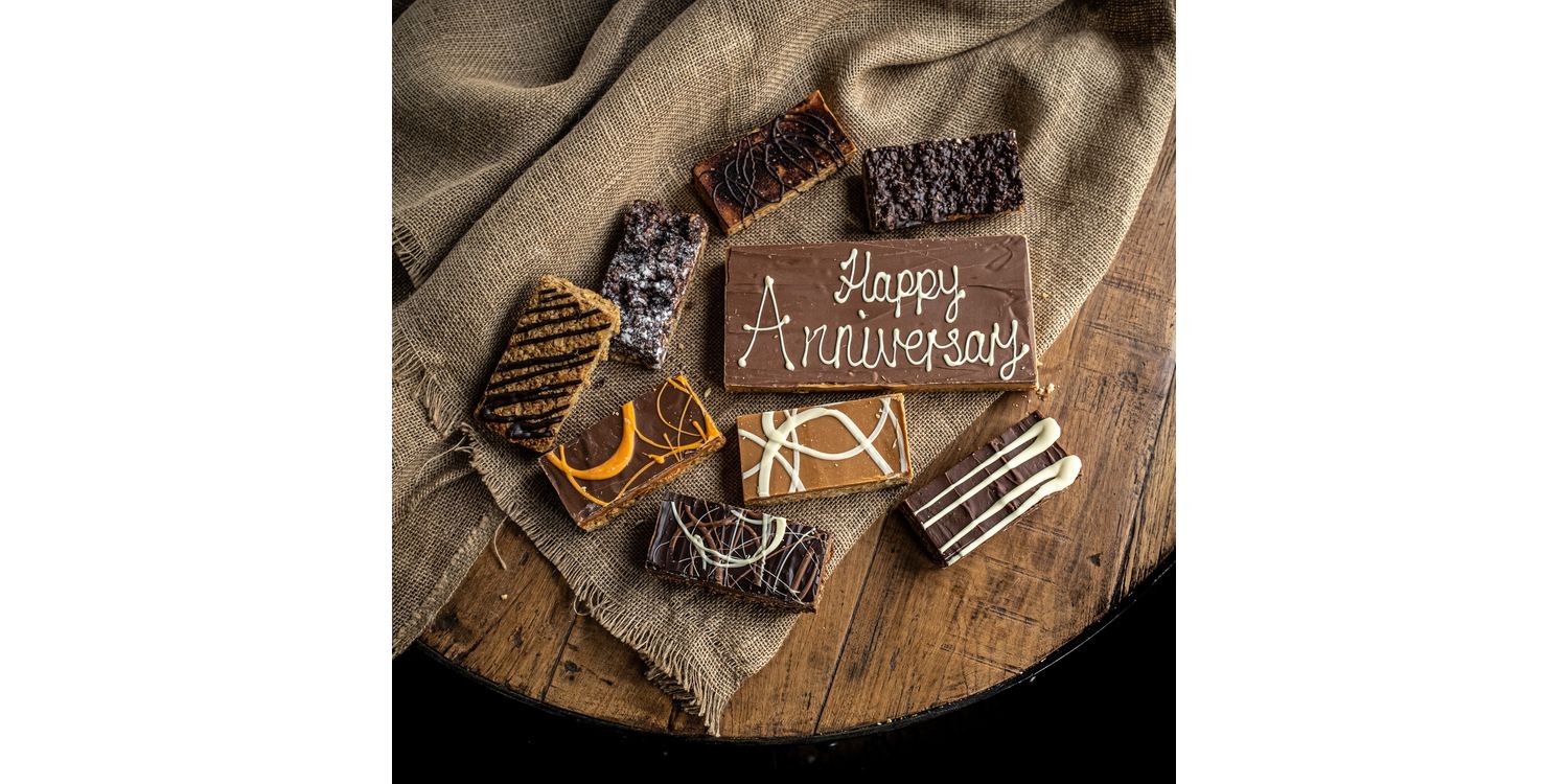 Happy Anniversary Message Flapjack Box from £38.00