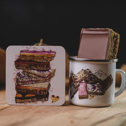 Flapjackery Mug, Coaster and Flapjack Set alternative