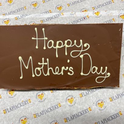 Large Message Flapjack Plaque With White Chocolate Message - Happy Mother's Day