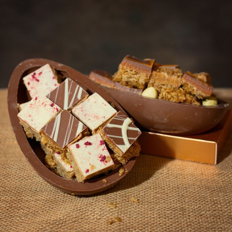 Milk Chocolate and Raspberry Millionaires Flapjack Easter Egg